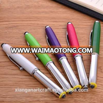 promotional advertisement business signature of led ballpen with touch screen head stylus ballpoint pen