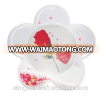 Acrylic Plastic Flower Shape Snow Globe Photo Frame With Liquid Red Heart Confetti And Photo Insert Photo Frame