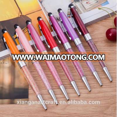 crystal promotional advertisement business signature of ballpen with touch screen head stylus ballpoint pen